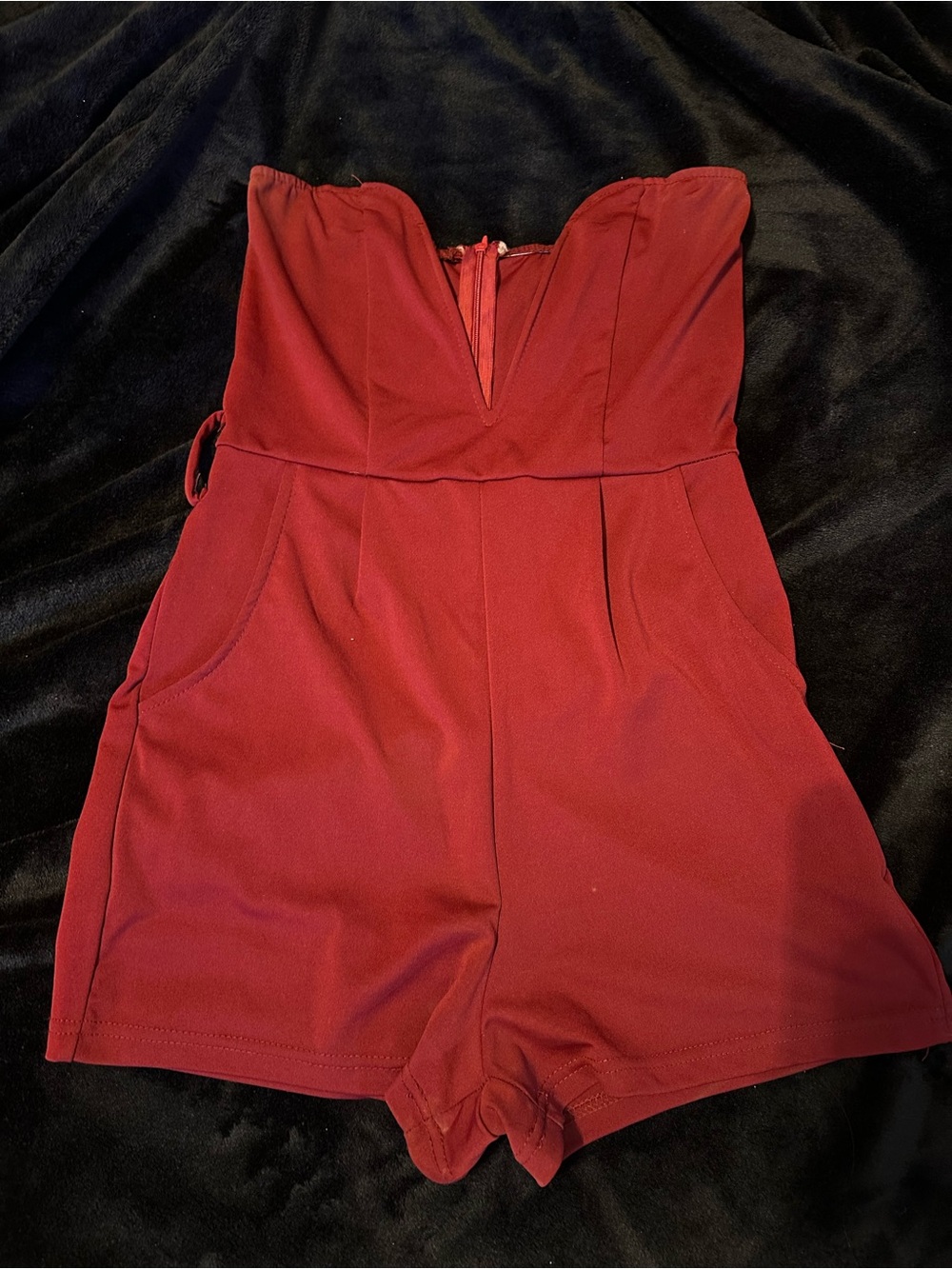 Girls Strapless Red Romper One-Piece